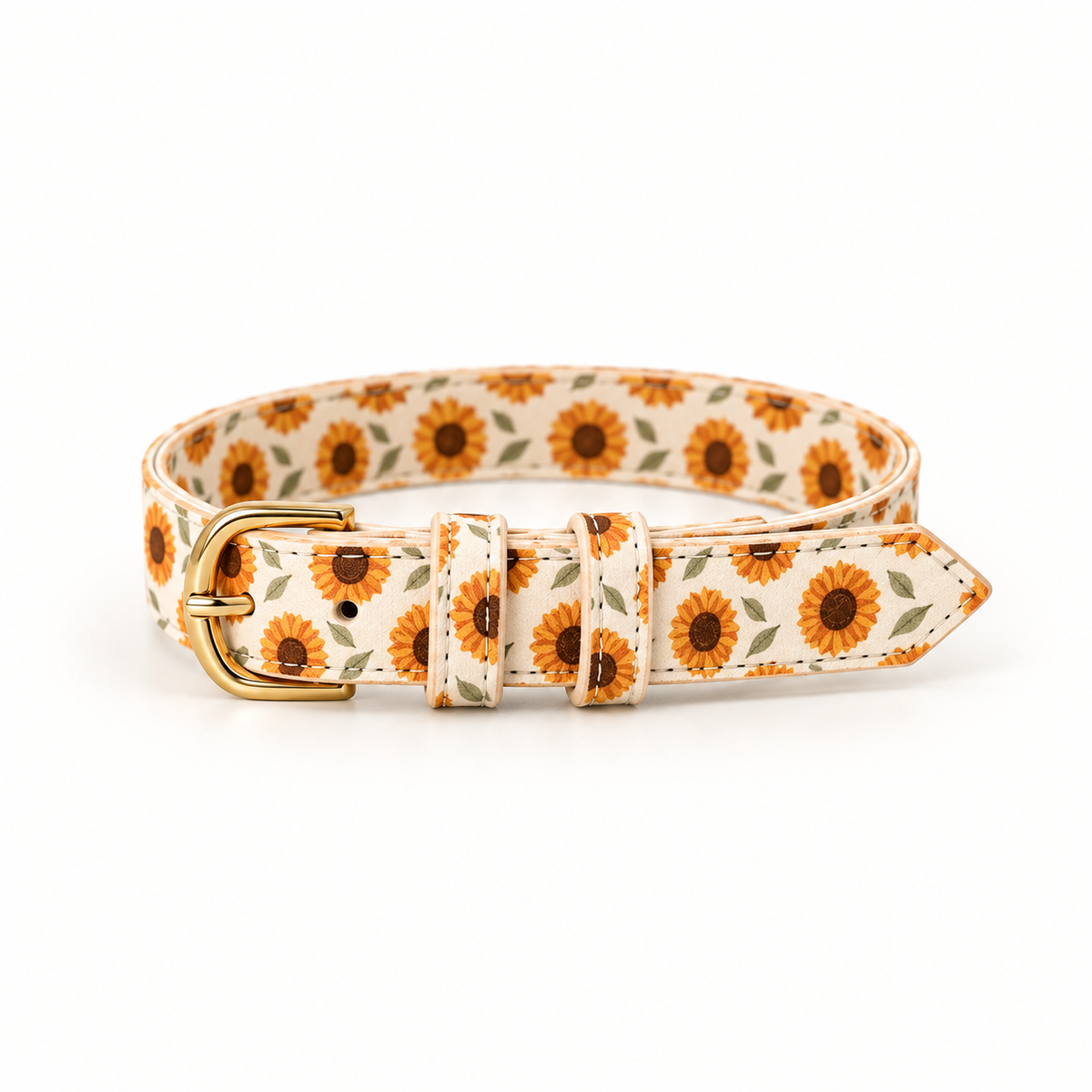 Sunflower Bloom Vegan Leather Collar